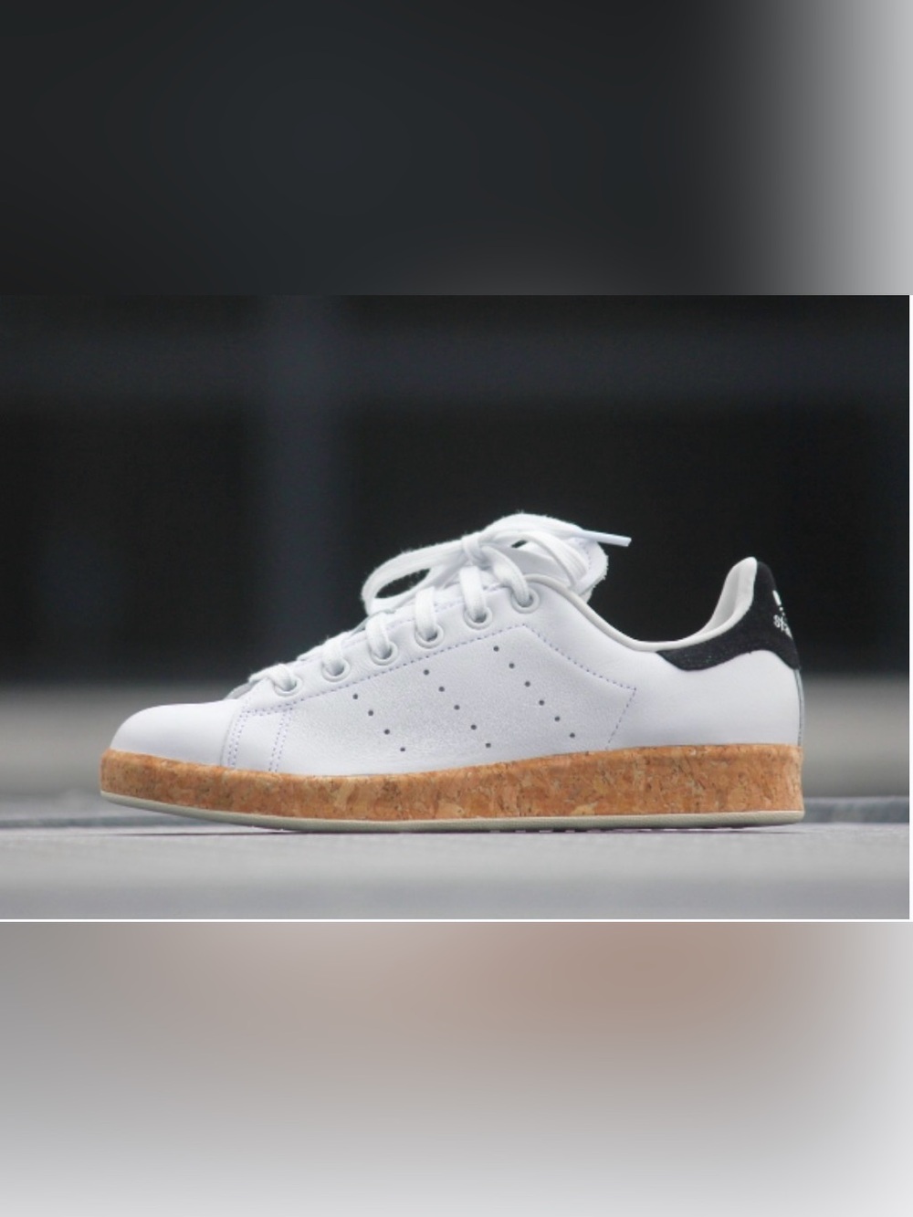 adidas Kids White Leather Sneakers with Cork Platform Sole